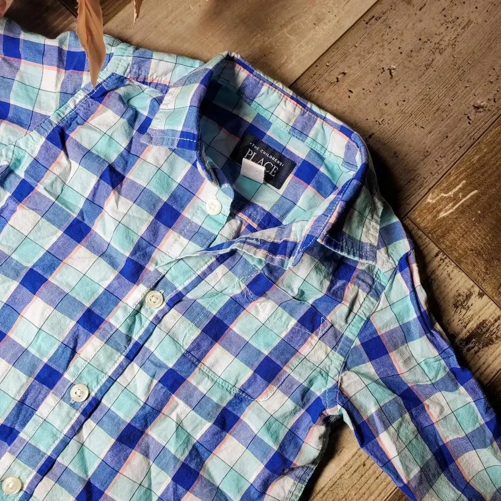 The Children's Place Boys Plaid Long Sleeve Button-Up Dress Shirt Size 2T